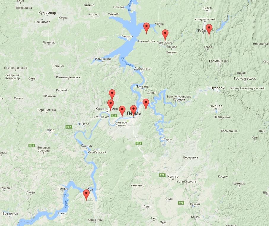Карта рыбных мест пермского края